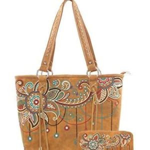Montana West Tote and wallet, holds a lap top and concealed weapon. Never used.